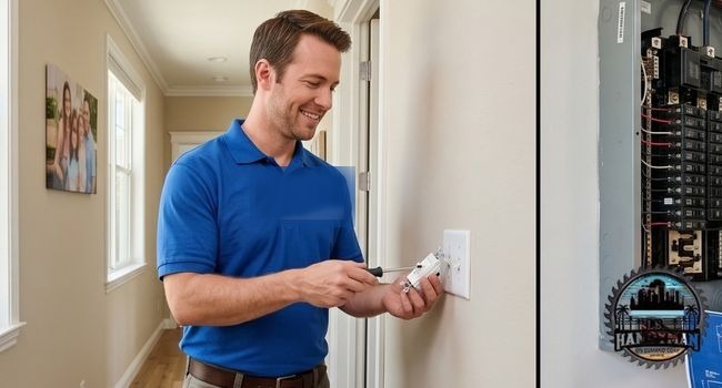 A handyman doing wall-mounted hardware work, illustrative of the kind of stud-anchored mounting covered in this guide